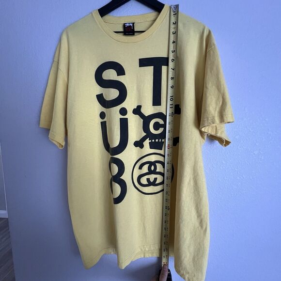 Vintage Stussy Skull Crossbones Shirt Size XXL Yellow - Picture 5 of 6